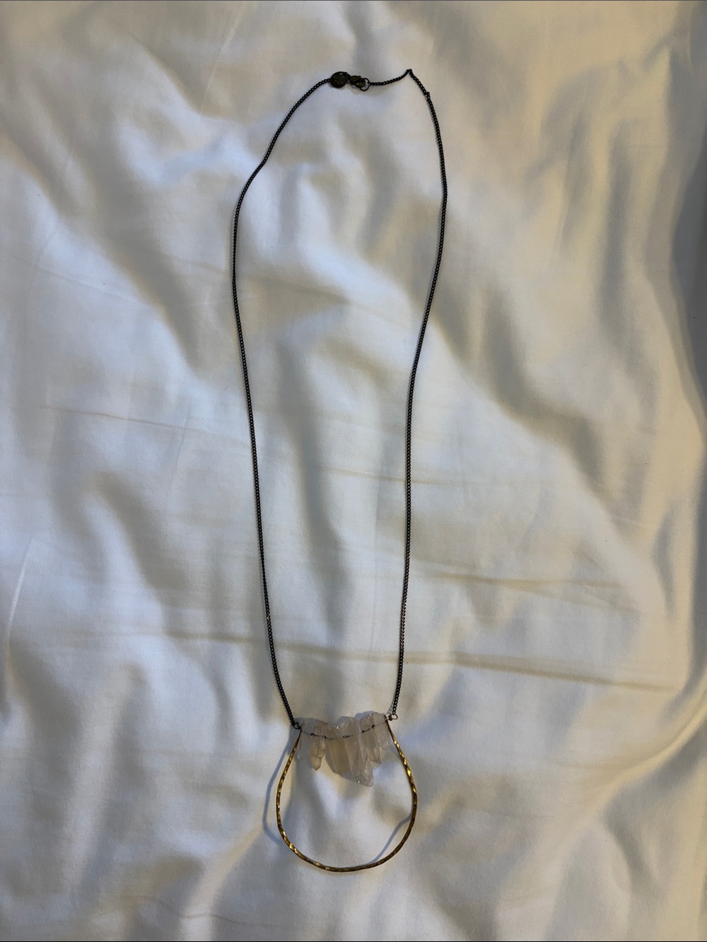 Gold Hoop Crystal Pendant Necklace - Women Jewelry